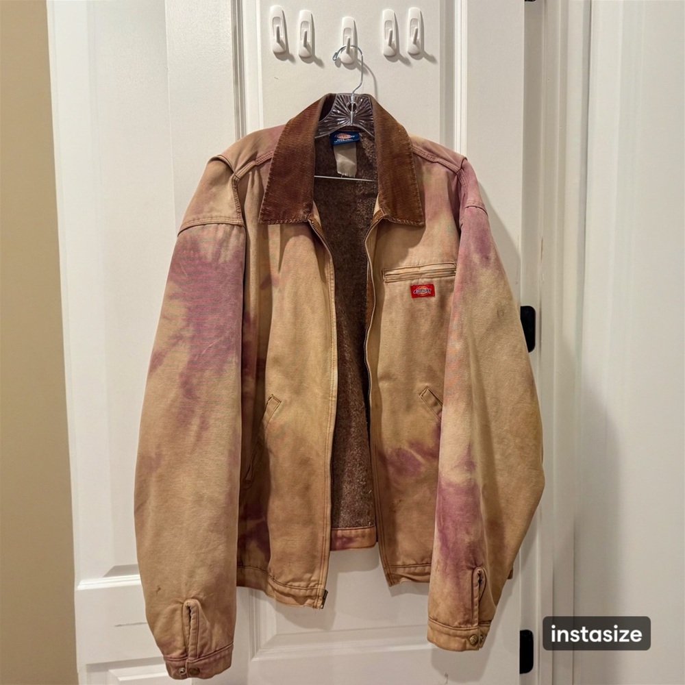 Dickies Tan and Pink Bomber Jacket with Ribbed Cuffs